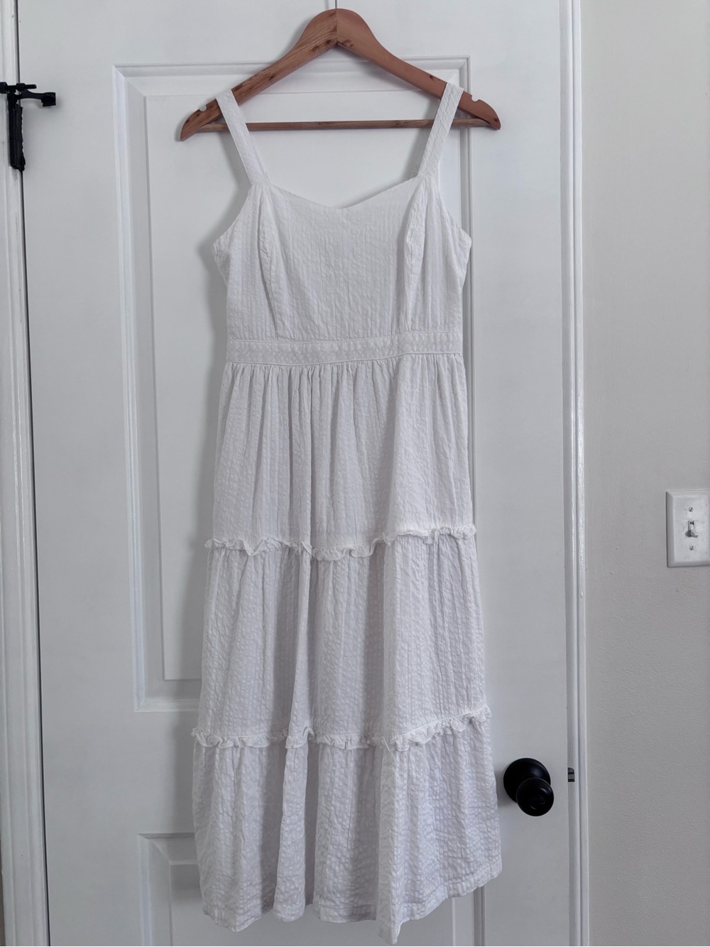 Japna White Tiered Midi Dress